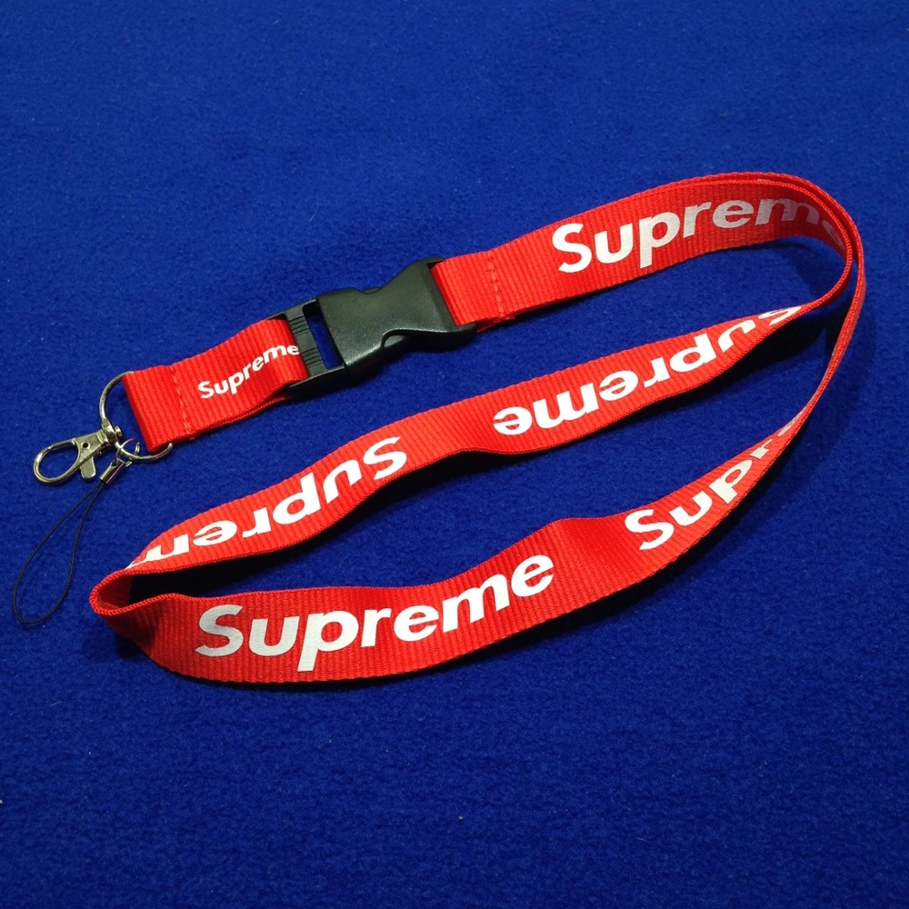 Supreme Lanyard Nylon Keychain ID Holder Red